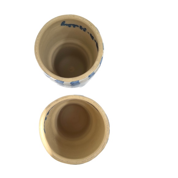 SIGNED M.A. Hadley Art Pottery Bride & Groom Candlesticks Candle Holders Blue - Picture 5 of 7